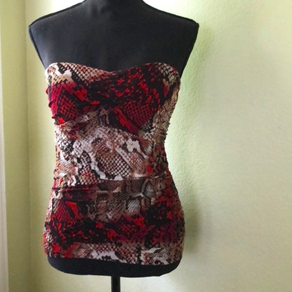 Charlotte Russe Strapless Multicolor Animal Print Top